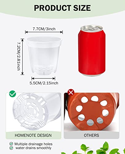 homenote 3 Inch Clear Nursery Pots with Drainage Holes, 20 Labels (60 Pcs) - color: Clear, size: 3 Inch-60 Pack