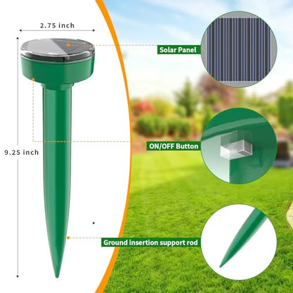 8 PCS Solar Mole Repellent Solar Powered Sonic Gopher Mole Repellent Stake
