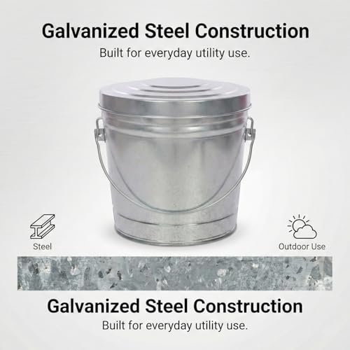 6 Gallon Outdoor Garbage Can, Galvanized Metal Trash Can with Locking Lid, Rust & Weather Resistant Storage Bin for Dog Poop, Pet Food, Charcoal