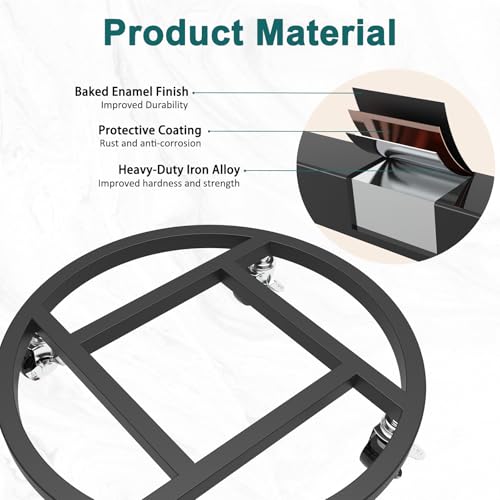 13" Metal Plant Caddy with Wheels, 2 Pack Rolling Plant Stand - size: 13''
