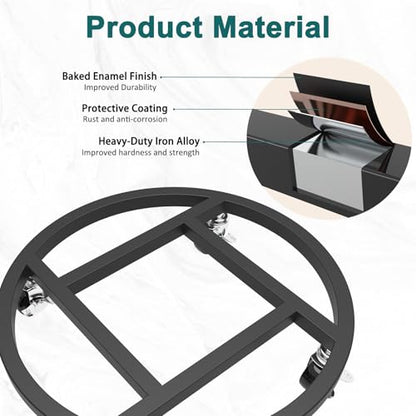 13" Metal Plant Caddy with Wheels, 2 Pack Rolling Plant Stand - size: 13''