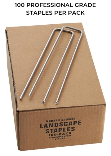Stainless Steel Landscape Garden Staples Pins, 6-inch, 11 Gauge, Unlike Imposters Won't Rust - Perfect for Landscape Fabric, Irrigation Lines - 100 Pack