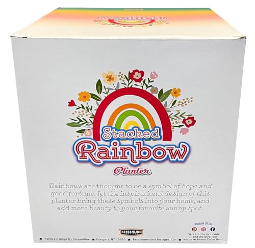 Streamline Imagined Rainbow Retro Indoor Planter, 4.5" L x 4.5" W x 4.75" H - color: Stacked Rainbow