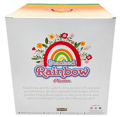 Streamline Imagined Rainbow Retro Indoor Planter, 4.5" L x 4.5" W x 4.75" H - color: Stacked Rainbow