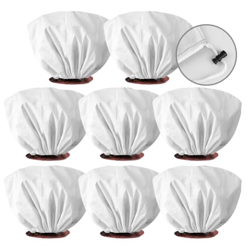 8 Pcs Plant Covers Frost Protection Bag 31.5"X23.6" Winter Reusable Plants Jacket with Drawstring Shrub Protection Wraps Bags Frost Blanket for Winter Outdoor Garden Plants - color: White, size: 31.5 x 23.6 Inch