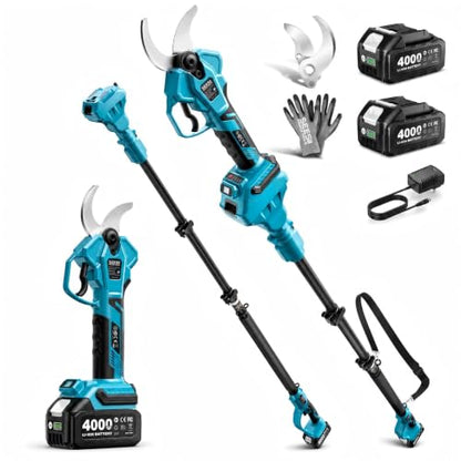 SEESII 2-in-1 Pole Pruning Shears 1.6'' Cut, 20V Cordless, 4.9-9 ft Reach - color: Electric Blue