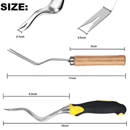 Garden Weeder Hand Weeding Tool Weed Removal Stainless Steel Handle Weed Deep Digger Grass Lawn Trimming Remover Forked Puller for Weeds Eradicate