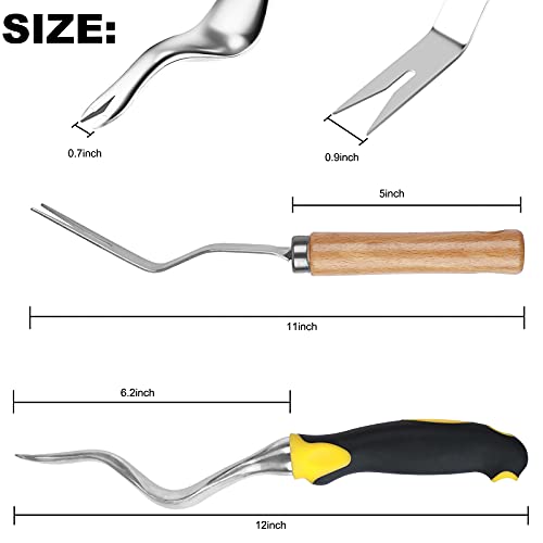 Garden Weeder Hand Weeding Tool Weed Removal Stainless Steel Handle Weed Deep Digger Grass Lawn Trimming Remover Forked Puller for Weeds Eradicate