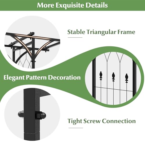S AFSTAR Garden Arch Trellis Pergola, 6.8 FT Outdoor Metal Arbor w/Extended Top, 4 Ground Stakes, Plant Support Trellis for Climbing Plant Vine Rose, Garden Arbour Archway for Wedding Ceremony Party - size: 79"L x 20.5"W x 81"H