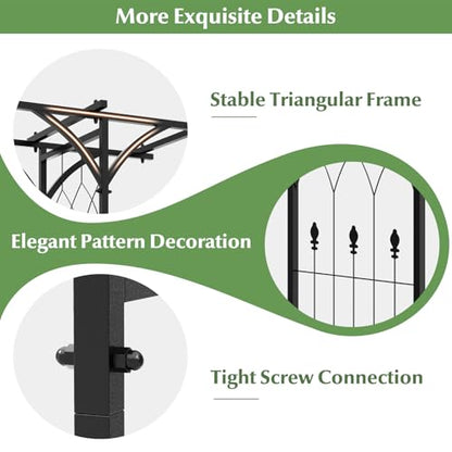 S AFSTAR Garden Arch Trellis Pergola, 6.8 FT Outdoor Metal Arbor w/Extended Top, 4 Ground Stakes, Plant Support Trellis for Climbing Plant Vine Rose, Garden Arbour Archway for Wedding Ceremony Party - size: 79"L x 20.5"W x 81"H