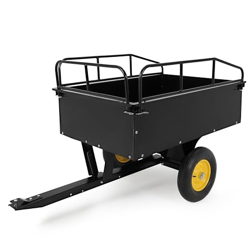 750LB Heavy Duty Dump Cart, 15 Cubic Ft Steel Garden Cart Utility Trailer with Removable Gate & 16" Pneumatic Tires, Pull Behind Hauler for Lawn Mower, ATV/UTV, Tractor for Yard Work, Farming