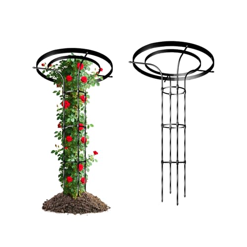 Mushroom Top Trellis for Climbing Plants Outdoor, 4.59FT Decorative Obelisk Plant Support with Rustproof PE-Coated Metal Poles, Rose Trellis for Clematis Ivy, Black - color: 4 Floors-55.12''H/Black