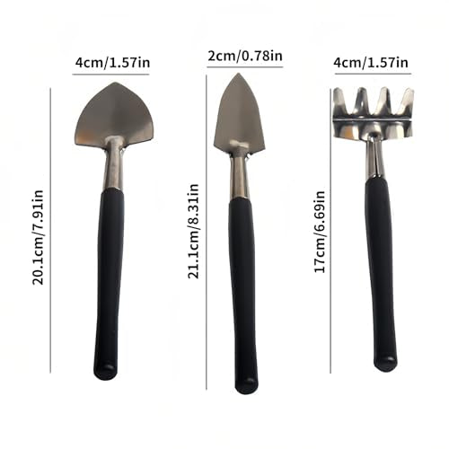 Mini Gardening Tool Set for Potted Plants, 3-Piece Indoor Plant Care Kit with Stainless Steel Shovel & Trowel, Precise Weeding and Transplanting Tools for Greenhouses