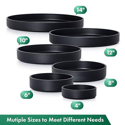 Phoenix Vine 14 Inch Plastic Plant Saucer Water Drip Tray, Heavy Sturdy Round Plant Drainage Tray for Indoors Outdoor, Set of 2, Matte Black, 21-TY-14B-2 - size: 14"