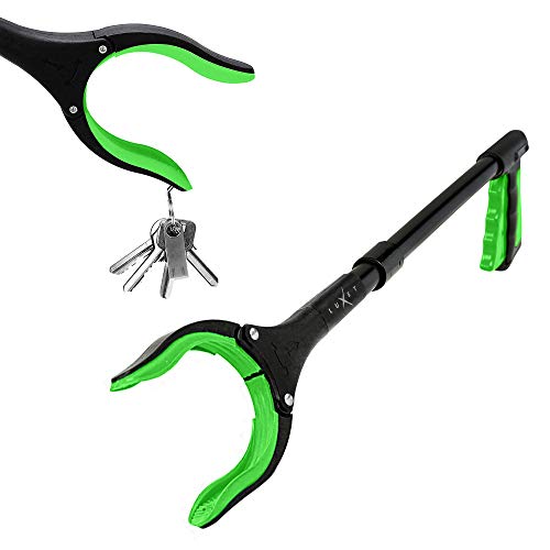 Grabber Reacher Tool 19 Inch Long, Foldable Pick Up Stick - Strong Grip Magnetic Tip - Heavy Duty Trash Picker Claw Reacher Grabber Tool Elderly Wheelchair Mobility Aid (Green) - color: Green