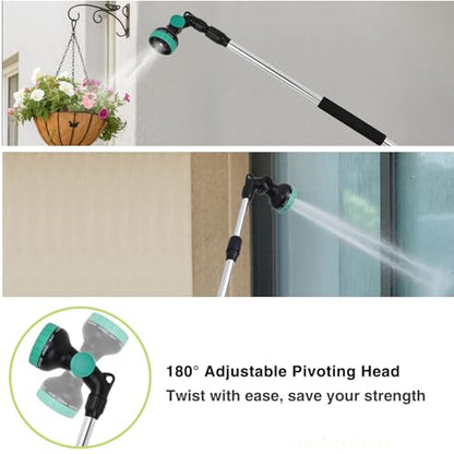Yesker Watering Wand for Garden Hose, 36-54 Inch Adjustable, 10 Spray Patterns, Sprayer Wand with Pivoting Head, Garden Hose Nozzle with Thumb Flow Control, Ideal for Water Hanging Baskets and Shrubs - size: 36-54 Inch (Telescopic)