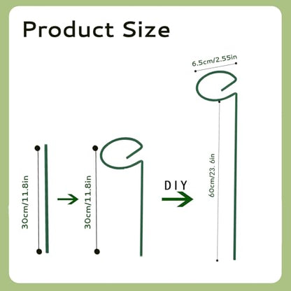 Avxdbr 5Pcs Plant Stakes for Flowers 23.6 Inch Or 11.8 Inch Metal Plant Cage Support Rings Garden Single Stem Stake with Adjustable Height for Garden Support Indoor Outdoor Plants