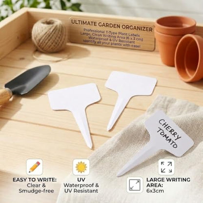 MIHEY 150 Pcs Plant Labels Waterproof Garden Stake Markers with Pen - color: White