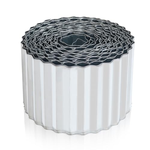Quibbay Metal Corrugated Garden Edging, 6" x 50Ft Landscape Edging Border for Garden and Flower Bed, Garden Edging Border for Landscaping, Lawn and Yard, Silvery - color: Silver, size: 6 Inch × 50FT