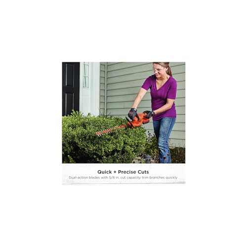 BLACK+DECKER 20V MAX Hedge Trimmer Cordless, 18 inch Blade, (1) Battery and Charger Included, Light Weight Reduced Vibration, Bush Trimmer Hedger (LHT218C1)