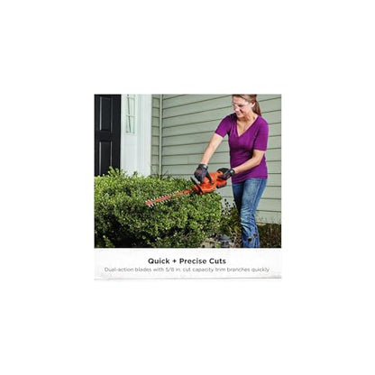 BLACK+DECKER 20V MAX Hedge Trimmer Cordless, 18 inch Blade, (1) Battery and Charger Included, Light Weight Reduced Vibration, Bush Trimmer Hedger (LHT218C1)