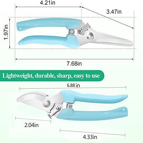 Premium 2PCS Pruners, Professional Pruning Shears For Gardening, Garden Tools For Cutting Flower, Bushes, Rose & Tree, Florist Floral, Yard & Orchard Plant Clippers, Sharp Steel Anvil Snips - color: Blue