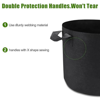 12-Pack 10 Gallon Plant Grow Bags, Heavy Duty Aeration Fabric Pots with Handles for Garden and Planting - size: 10 Gallon