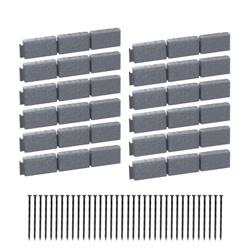 AGTEK Garden Edging 16FT Landscape Edging Kit 2.75 Inch Height Decorative Garden Border No Dig Lawn Border for Yard Flower Bed with 26 Stakes, Grey