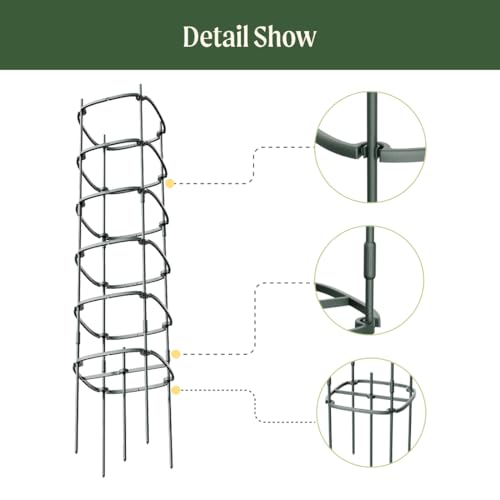 Vego Garden Tomato Cage Tomato Tower 6 Tier for Garden & Pots, Rust-Resistant Tomato Stakes Heavy Gauge Plant Cage Trellis Support for Climbing Vegetables Plants - size: 6 Tier