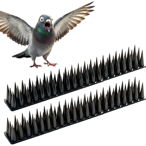Bird & Animal Deterrent Spikes, 12 Packs Outdoor Plastic Spike Strips for Roof, Ledges, Fence, Walls & Railing, Humane Squirrel, Raccoon & Pigeon Barrier, 12 FT Coverage, Black - color: Black, size: 12 FT Coverage