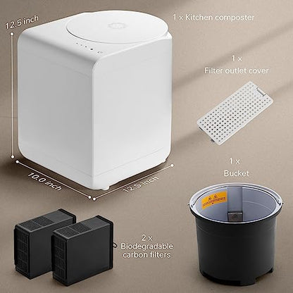 Airthereal R500 Electric Kitchen Composter, 2.5L, Pearl White - color: Pearl White, size: Plastic Cover