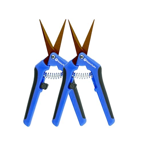 Happy Hydro Trimming Scissors - Curved Tip - Titanium Coated Blades with Spring-Loaded Comfort Grip Handles - 2 Pack - size: 2 Pack