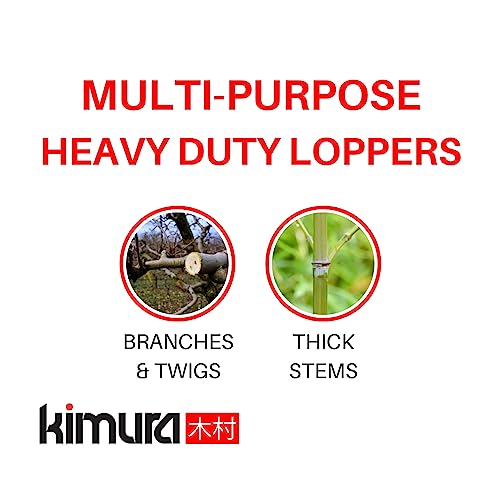 Kimura® Pro Heavy Duty Garden Loppers - 25-37", Premium Anvil Loppers with Compound Action Mechanism, Lightweight Telescopic Handles, Sharp Japanese SK5 Steel Blades, Extendable Garden Cutters - size: 25"-37"