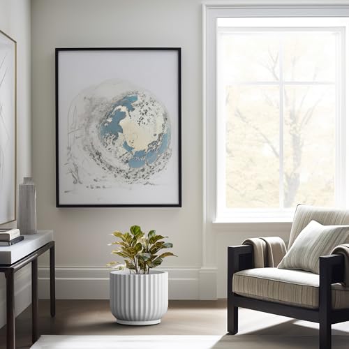 Kante Small Round Pedestal White Concrete Planter 9.8" Dia, Outdoor - color: White, size: 11"w x 9.8"h
