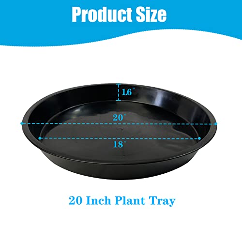 Plant Saucer, 5 Pack - 20 Inch Heavy Duty Plastic Tray for Pots, Drainage Hole, Large Drip Tray for Indoors, Waterproof, Easy to Clean, Reusable, Round, Black - size: 20 Inch