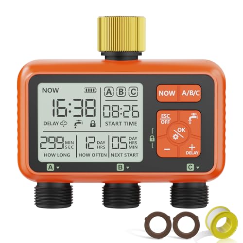 Sprinkler Timer 3 Zone with Brass Inlet Water Timer for Garden - size: 3 Outlet