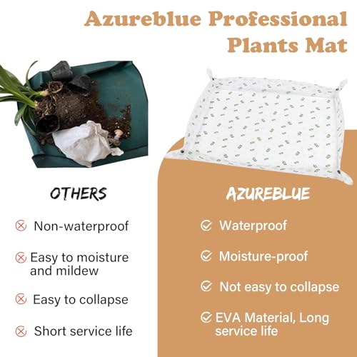 Azureblue 2 Pack Repotting Mat for Indoor Plants Waterproof Clear Potting Mat Foldable Plant Potting Repotting Tray Portable Gardening Tray for Indoor Potting Soil, House Plants Orchid,Succulents M