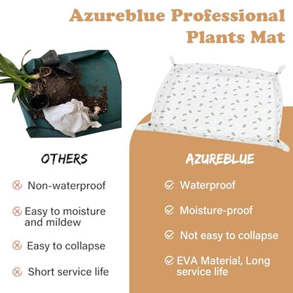 Azureblue 2 Pack Repotting Mat for Indoor Plants Waterproof Clear Potting Mat Foldable Plant Potting Repotting Tray Portable Gardening Tray for Indoor Potting Soil, House Plants Orchid,Succulents M