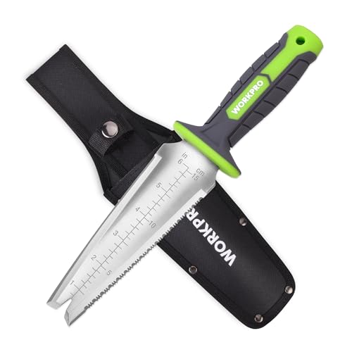 WORKPRO Hori Hori Garden Knife, Garden Tools with Oxford Sheath - color: Green, size: Flat Head