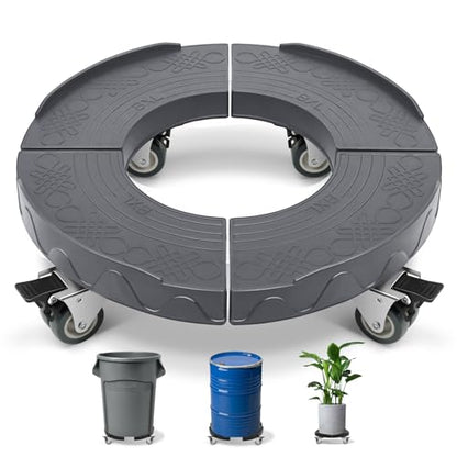 Nefish Trash can Dolly, 15-19 Inch Adjustable Trash Can Wheels, Heavy Duty Drum Dollies 440lbs Keg Dollys Garbage can Wheels, Multi Functional Plant Rollers with Wheels - color: Gray, size: 2IN（1pack）