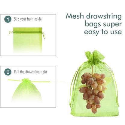 Fruit Protection Bags, Fetanten 6x8 in Mesh Drawstring Bag for Fruit Trees - size: 6 x 8 Inch 100pcs