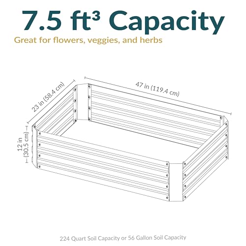 Sunnydaze Rectangle Galvanized Raised Garden Bed for Vegetables & Flowers - color: Green
