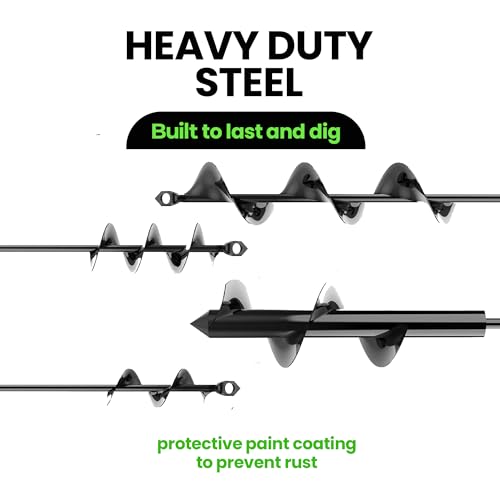 Auger Drill Bit for Planting 4 Pack – Compatible with 3/8 Inch Hex Drive - size: 1.6 x 8.6 + 3 x 12 + 2 x 14.5 + 2.6 x 16.5 Inch