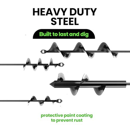 Auger Drill Bit for Planting 4 Pack – Compatible with 3/8 Inch Hex Drive - size: 1.6 x 8.6 + 3 x 12 + 2 x 14.5 + 2.6 x 16.5 Inch