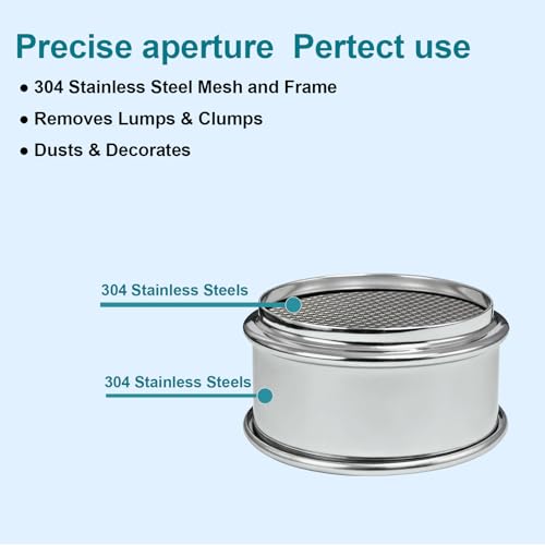 2.36" (6cm) Full 304 Stainless Steel Mini Lab Sieve, 20 Mesh (0.9mm) Sifter - size: 20 Mesh(0.9mm)/Ф2.4in(6CM)