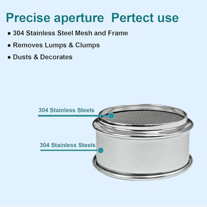2.36" (6cm) Full 304 Stainless Steel Mini Lab Sieve, 20 Mesh (0.9mm) Sifter - size: 20 Mesh(0.9mm)/Ф2.4in(6CM)