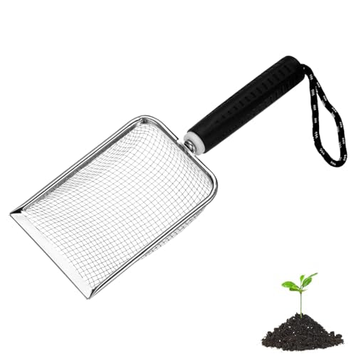 M METERXITY 1-Pack Gardening Soil Sifter, 3.8 mm Mesh Stainless Steel Portable Gardening Sifter with Soft Handle for Sand/Dirt/Rock Compost [White, Black] - color: White, Black, size: 3.8X3.8mm