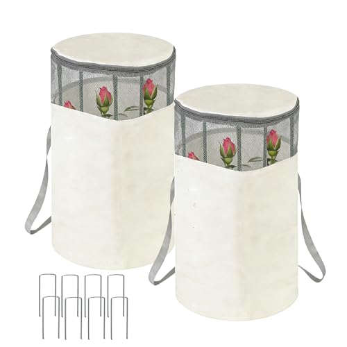 2 Pcs Rose Cones for Winter Protection, 18" x 12" Winter Roses Bush Cover - color: White-2