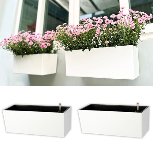 LaLaGreen Wall Planter for Outdoor (20in, 2 Pack) White Window Box Planters - color: White X 2