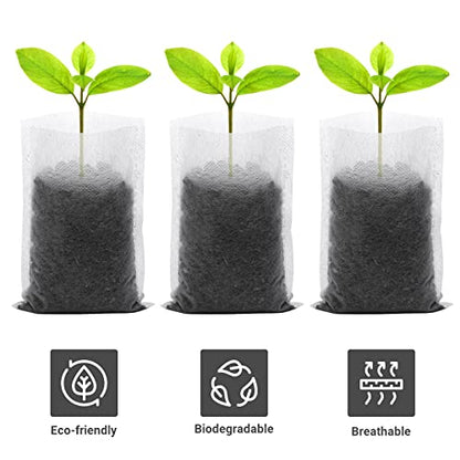 GREANER 400 PCS Plant Nursery Bags, 3.5"x4.7" Biodegradable White Pots for Plants, Fabric Seedling Grow Bags for Indoors and Outdoors Use - size: 3.5"x4.7"/400pcs